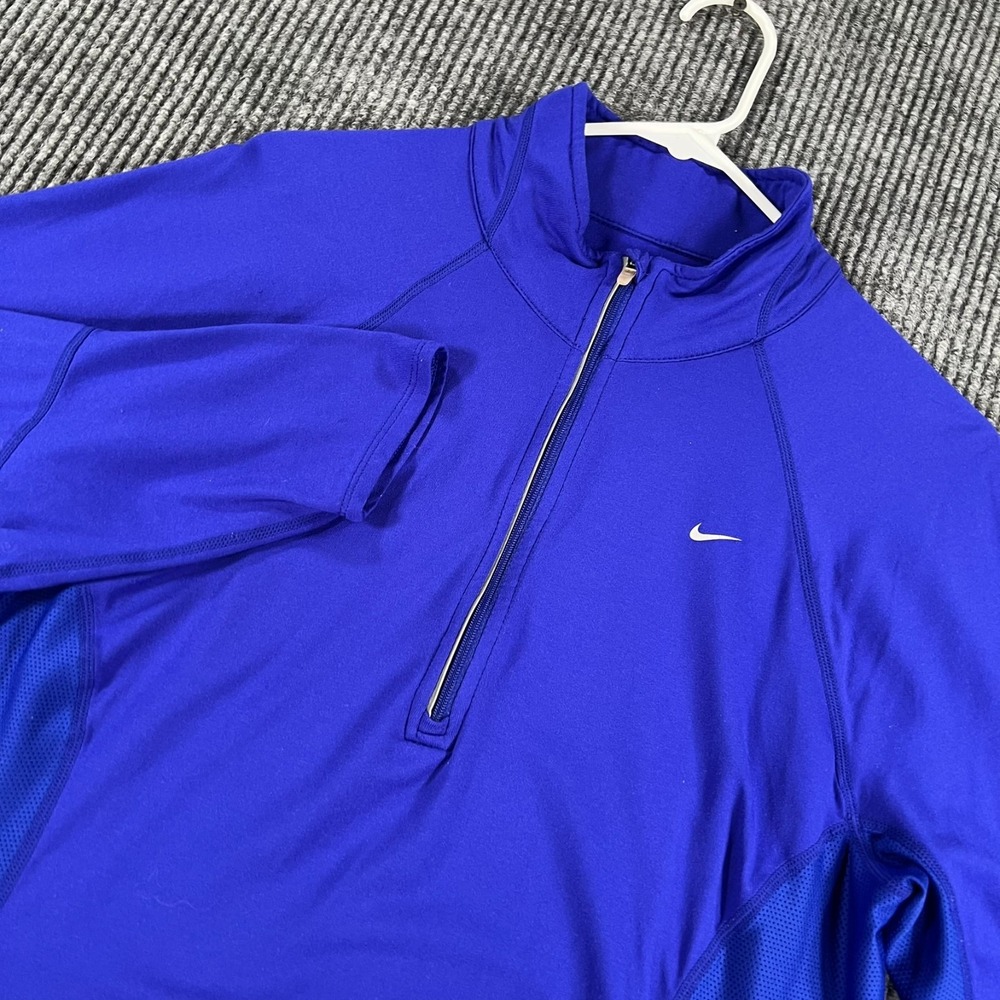 Nike Pullover Shirt Womens Large Blue Long Sleeve 1/4 Zip Mock Neck Active Run